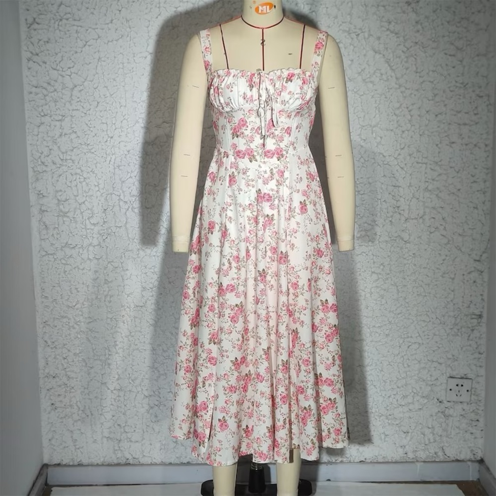 Pink and white dress